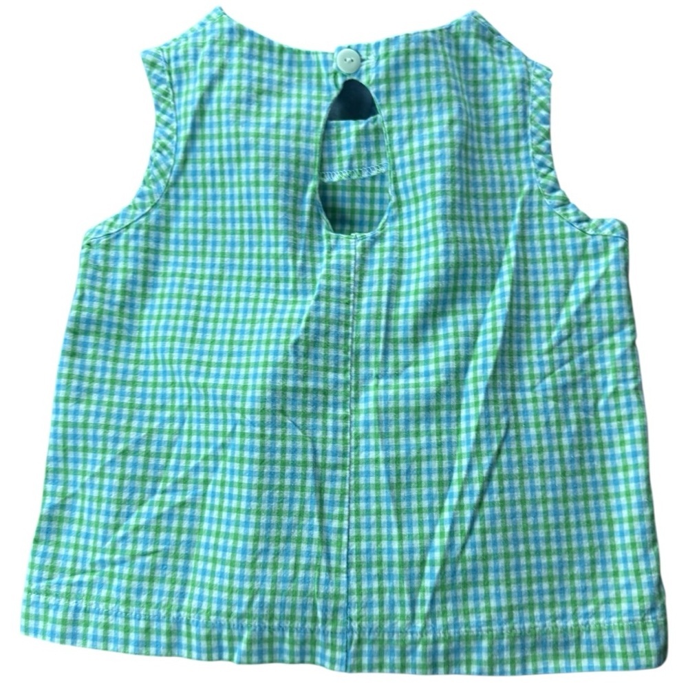 Vintage Greggy Girl Girls 6X Green Gingham Palm Tree Beach Appliqué Cotton Top - Picture 5 of 7